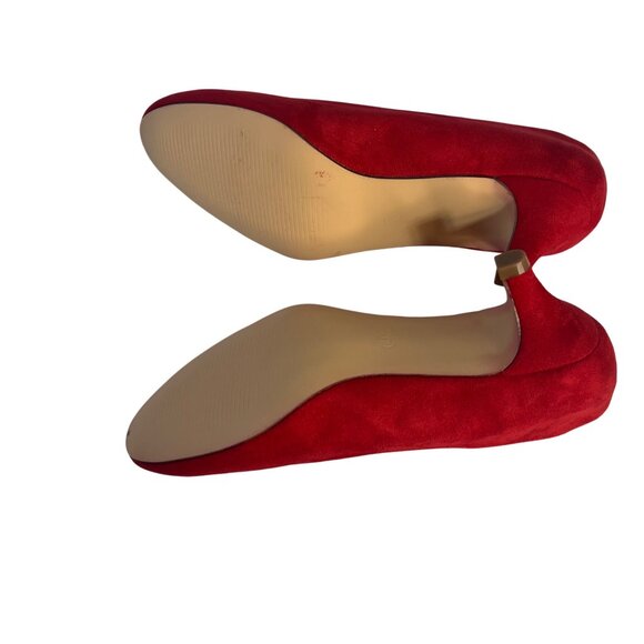Svdsphde Pumps Shoes Womens 6.5 Red Suede New Kitten Heel - Picture 5 of 10